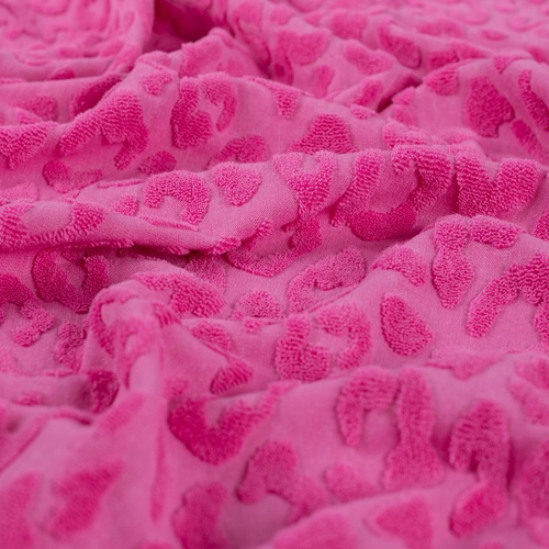 Jaquard Struktur Frottee - pink Leopard